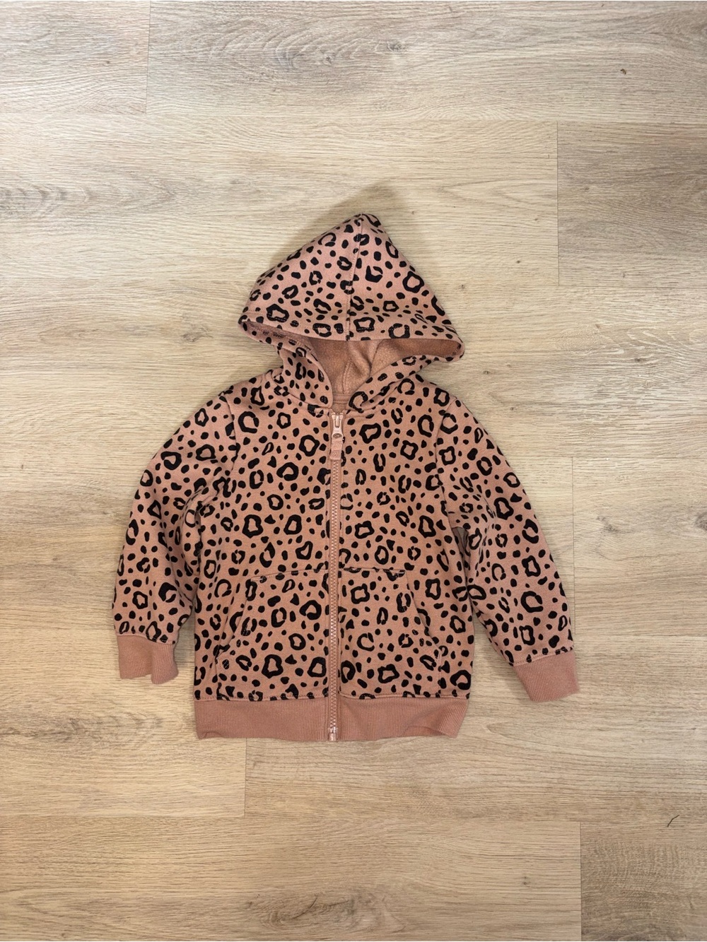 Cat & Jack Pink Leopard Print Hooded Zip Sweater